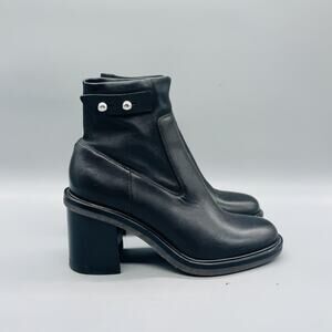 Rag & Bone Boots Womens 8.5 Black Leather Soren Studded Ankle Block Heel Shoes